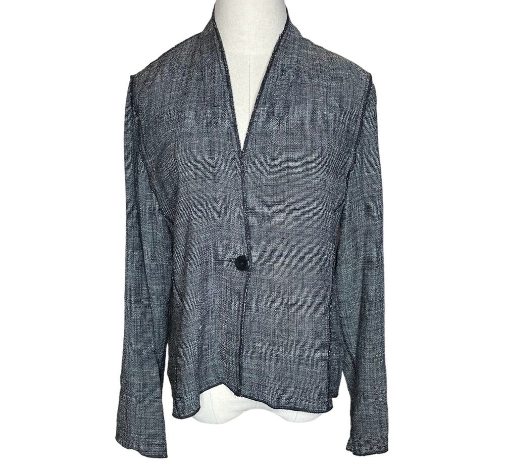 Eileen Fisher Petite Women’s Size Medium Linen Blend Jacket/Blazer Lagenlook